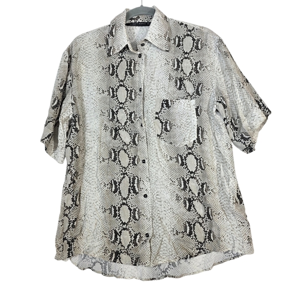 Zara Snake Print Flare Pants and buttond down shirt coordinates/blouse &Pants - Picture 8 of 15